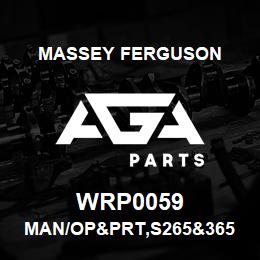 WRP0059 Massey Ferguson MAN/OP&PRT,S265&365 TAG | AGA Parts