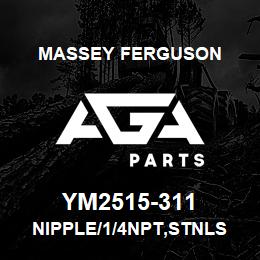 YM2515-311 Massey Ferguson NIPPLE/1/4NPT,STNLS STEE | AGA Parts