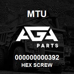 000000000392 MTU HEX SCREW | AGA Parts