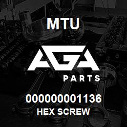 000000001136 MTU HEX SCREW | AGA Parts