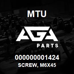 000000001424 MTU Screw, M6x45 | AGA Parts
