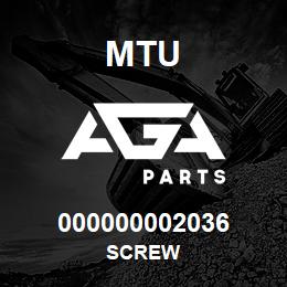 000000002036 MTU Screw | AGA Parts