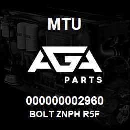 000000002960 MTU BOLT ZNPH R5F | AGA Parts