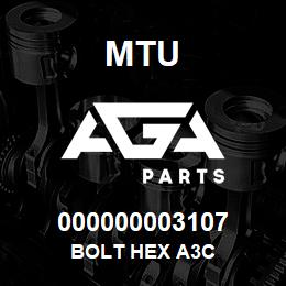 000000003107 MTU BOLT HEX A3C | AGA Parts