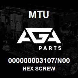 000000003107/N00 MTU HEX SCREW | AGA Parts