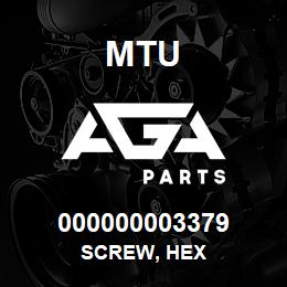 000000003379 MTU Screw, Hex | AGA Parts