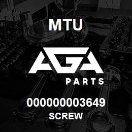 000000003649 MTU Screw | AGA Parts