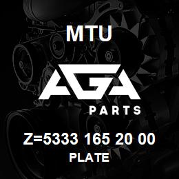Z=5333 165 20 00 MTU PLATE | AGA Parts