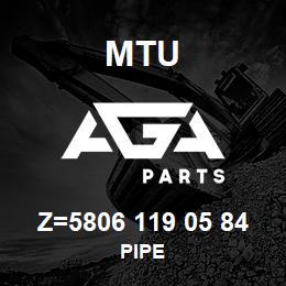 Z=5806 119 05 84 MTU PIPE | AGA Parts