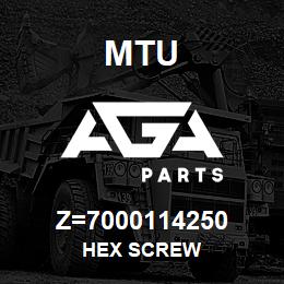 Z=7000114250 MTU HEX SCREW | AGA Parts