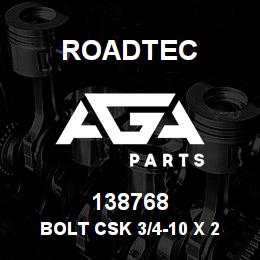 138768 Roadtec BOLT CSK 3/4-10 X 2 1/2 | AGA Parts