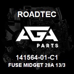 141564-01-C1 Roadtec FUSE MIDGET 20A 13/32 X 1 1/2 LG | AGA Parts