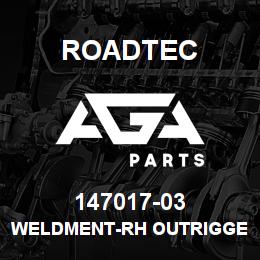 147017-03 Roadtec WELDMENT-RH OUTRIGGER ARM-50B | AGA Parts