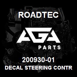 200930-01 Roadtec DECAL STEERING CONTROL BOX | AGA Parts