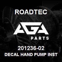 201236-02 Roadtec DECAL HAND PUMP INSTRUCTIONS | AGA Parts