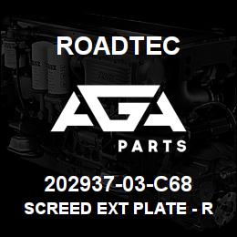 202937-03-C68 Roadtec SCREED EXT PLATE - RH WITH 12" BERM | AGA Parts