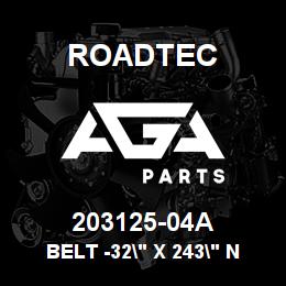 203125-04A Roadtec BELT -32" X 243" NEL W/1" T-CLEAT | AGA Parts