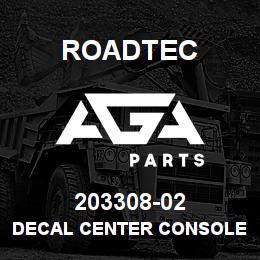 203308-02 Roadtec DECAL CENTER CONSOLE-SB-2500C | AGA Parts