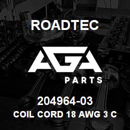 204964-03 Roadtec COIL CORD 18 AWG 3 COND. 4 TO 12 | AGA Parts