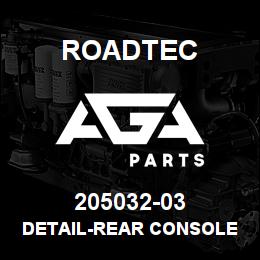 205032-03 Roadtec DETAIL-REAR CONSOLE COVER-2500C/XL | AGA Parts