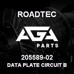 205589-02 Roadtec DATA PLATE CIRCUIT BREAKER | AGA Parts
