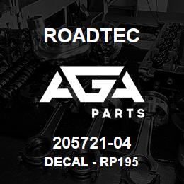 205721-04 Roadtec DECAL - RP195 | AGA Parts