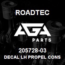 205728-03 Roadtec DECAL LH PROPEL CONSOLE | AGA Parts