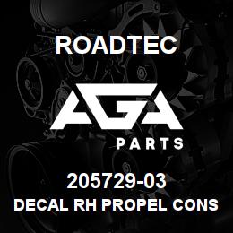205729-03 Roadtec DECAL RH PROPEL CONSOLE | AGA Parts