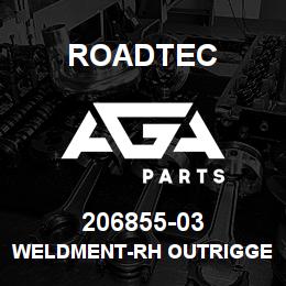 206855-03 Roadtec WELDMENT-RH OUTRIGGER ARM-50B | AGA Parts