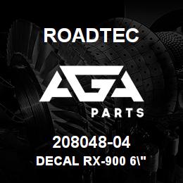 208048-04 Roadtec DECAL RX-900 6" | AGA Parts