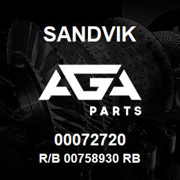 00072720 Sandvik R/B 00758930 RB | AGA Parts