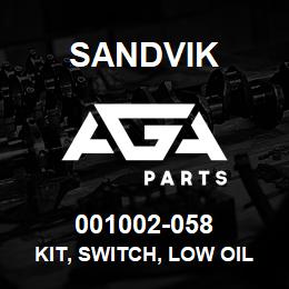 001002-058 Sandvik KIT, SWITCH, LOW OIL PRESSURE, N.O. | AGA Parts