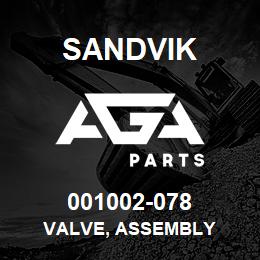 001002-078 Sandvik VALVE, ASSEMBLY | AGA Parts