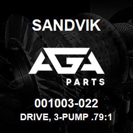 001003-022 Sandvik DRIVE, 3-PUMP .79:1 W/DISCONNECT | AGA Parts