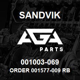 001003-069 Sandvik ORDER 001577-009 RB | AGA Parts