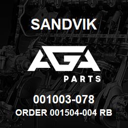 001003-078 Sandvik ORDER 001504-004 RB | AGA Parts
