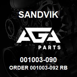 001003-090 Sandvik ORDER 001003-092 RB | AGA Parts