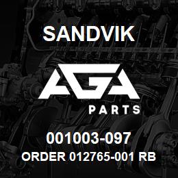001003-097 Sandvik ORDER 012765-001 RB | AGA Parts