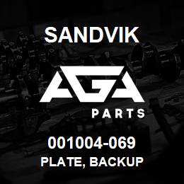 001004-069 Sandvik PLATE, BACKUP | AGA Parts