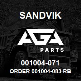 001004-071 Sandvik ORDER 001004-083 RB | AGA Parts