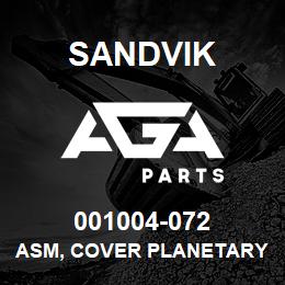 001004-072 Sandvik ASM, COVER PLANETARY | AGA Parts