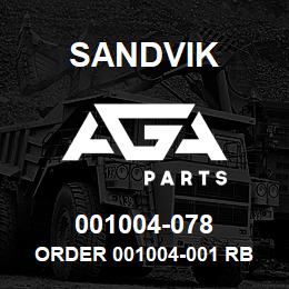 001004-078 Sandvik ORDER 001004-001 RB | AGA Parts