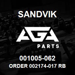 001005-062 Sandvik ORDER 002174-017 RB | AGA Parts