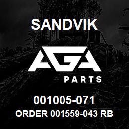001005-071 Sandvik ORDER 001559-043 RB | AGA Parts