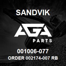 001006-077 Sandvik ORDER 002174-007 RB | AGA Parts