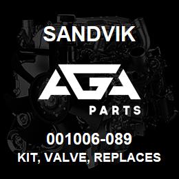 001006-089 Sandvik KIT, VALVE, REPLACES 001006-002 | AGA Parts