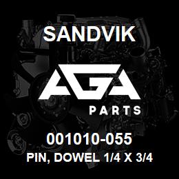 001010-055 Sandvik PIN, DOWEL 1/4 X 3/4 | AGA Parts