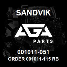 001011-051 Sandvik ORDER 001011-115 RB | AGA Parts