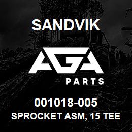 001018-005 Sandvik SPROCKET ASM, 15 TEETH | AGA Parts