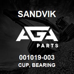 001019-003 Sandvik CUP, BEARING | AGA Parts